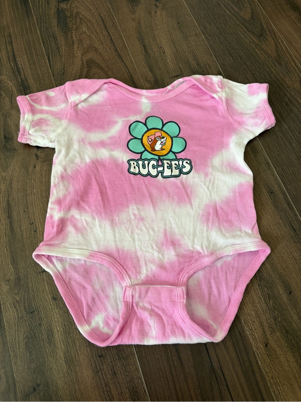 Buc-ee's Pink Tie-Dye Baby One-Piece Bodysuit